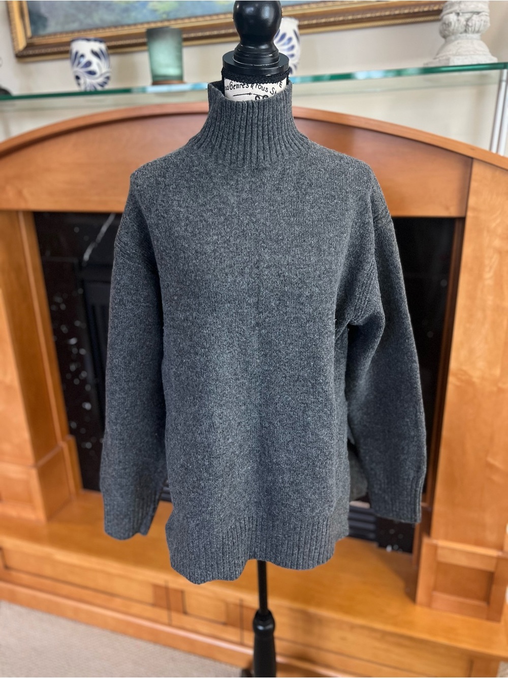 H&M Women's Dark Charcoal Mock Neck Sweater